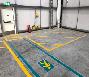 Warehouse line marking for pedestrian route